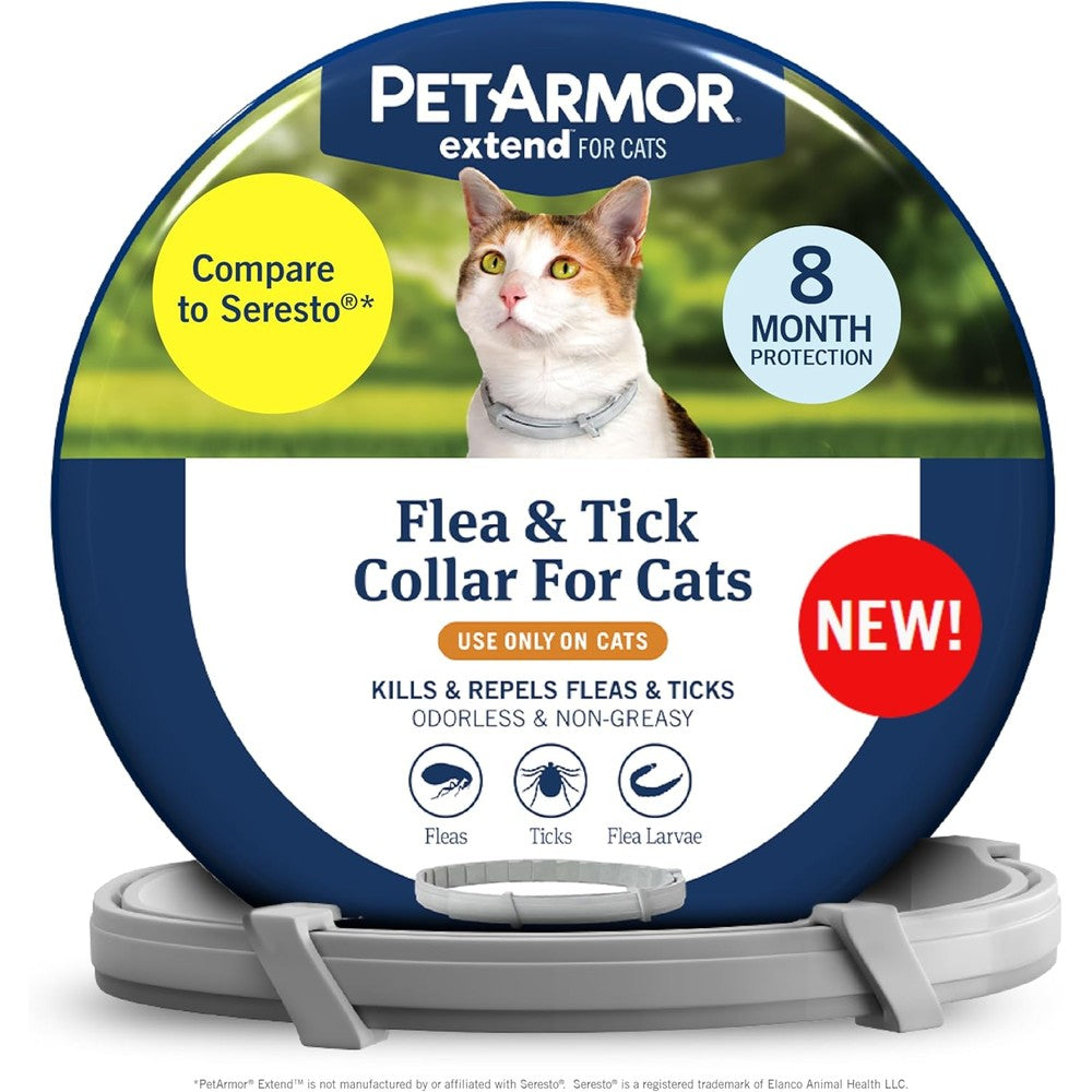 PetArmor Extend Cat Flea And Tick Treatment And Prevention Collar, 8 Months Of Continuous Protection, Waterproof Design, 1 Count