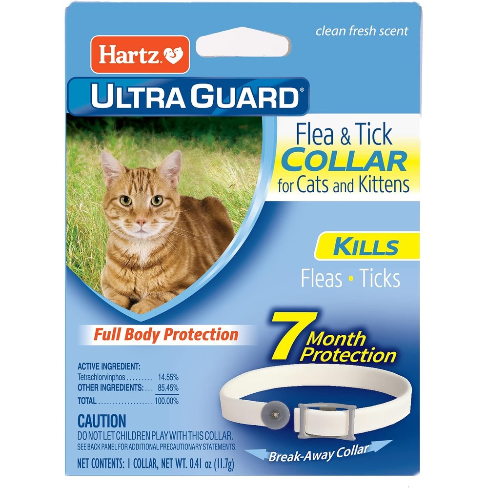 Hartz UltraGuard Flea And Tick Collar For Cats And Kittens, 7 Month Continuous Protection And Prevention, White Color
