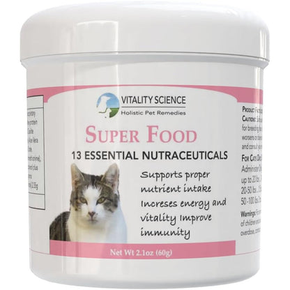 Vitality Science Super Food for Cats front view high potency cat multivitamin supplement