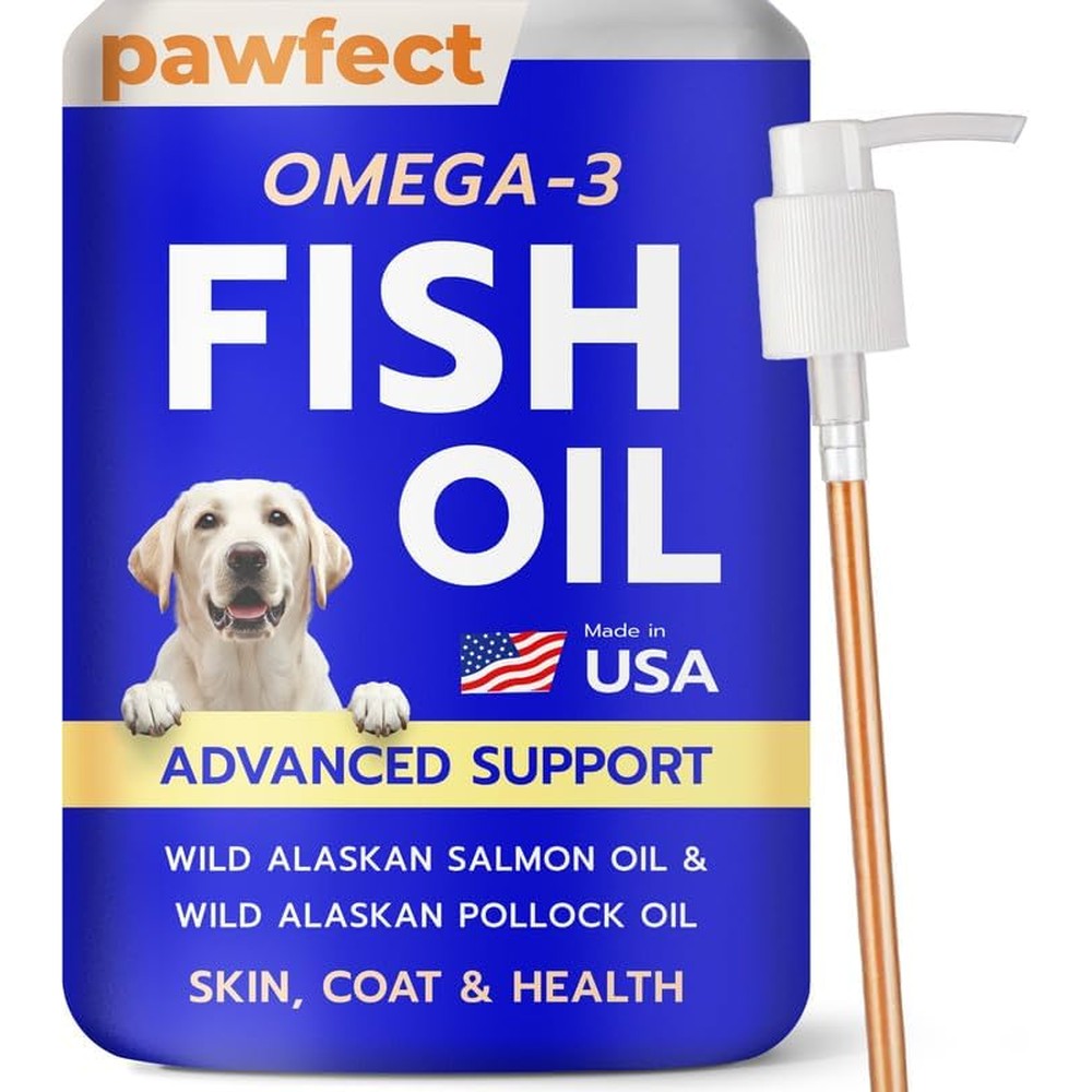 PAWFECTCHEW Omega 3 Fish Oil liquid supplement bottle front view for pet skin and coat care