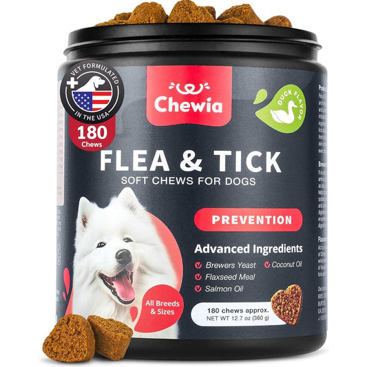 Chewia dog flea and tick treatment chews front view packaging