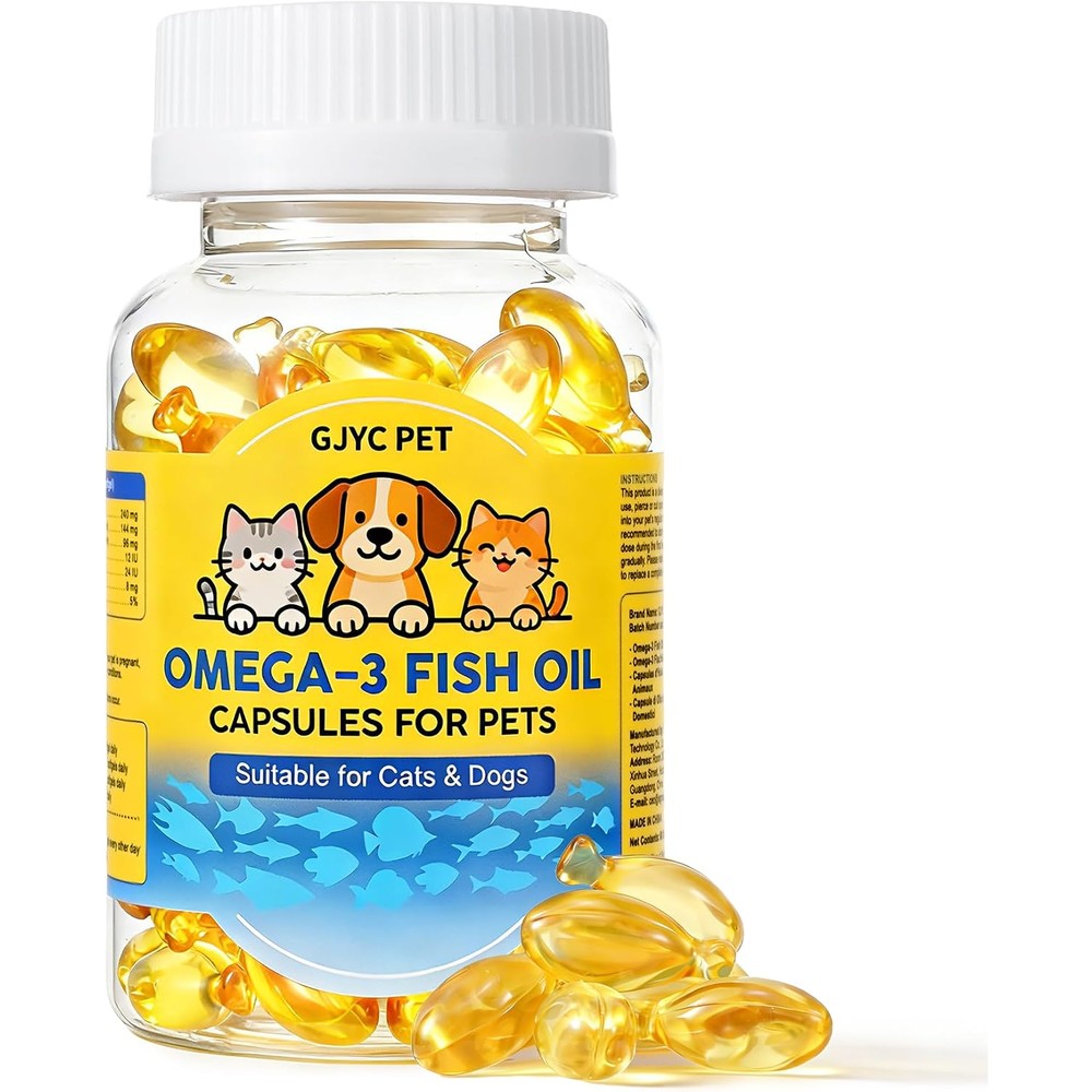 Pet Royale Omega 3 Fish Oil softgels bottle front view.