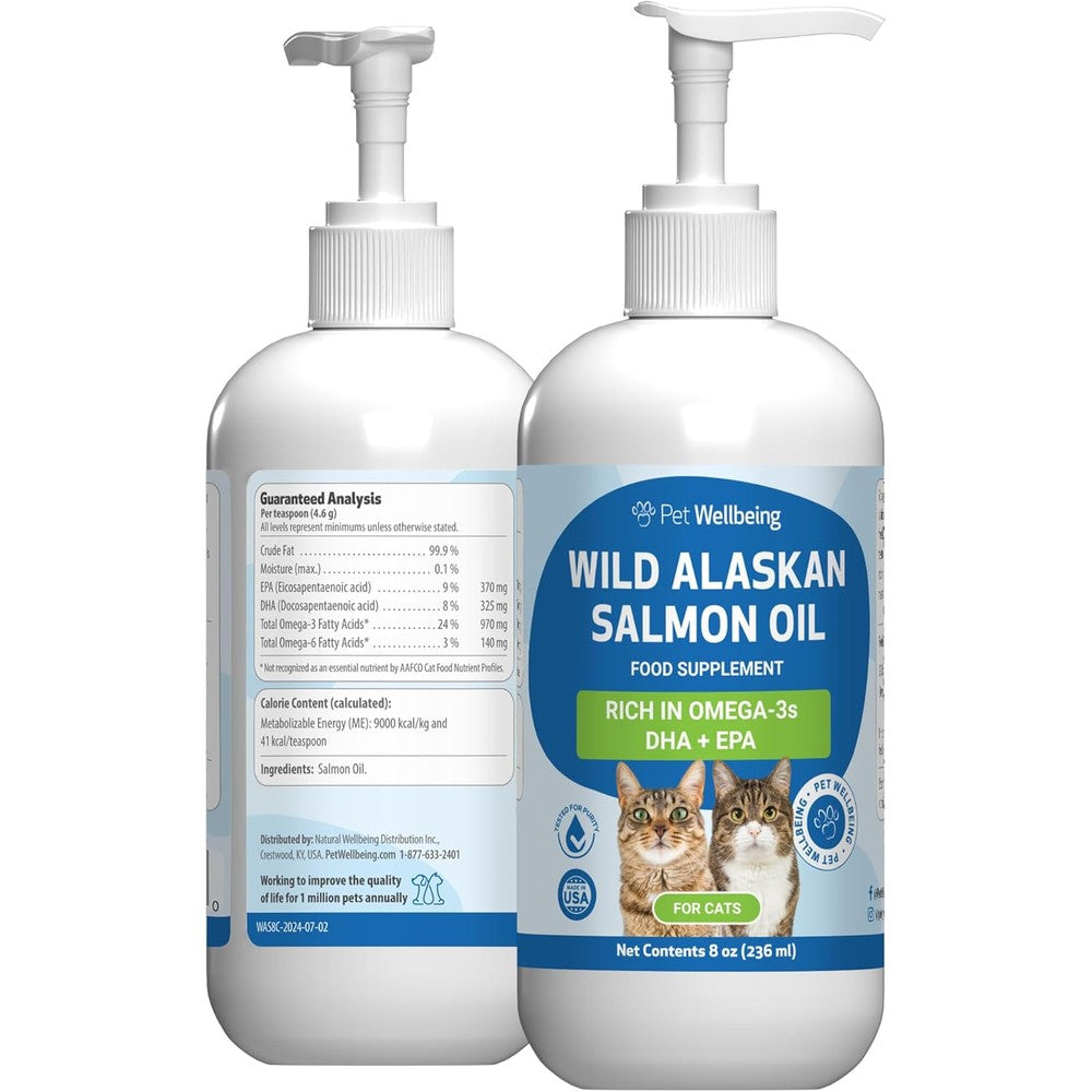 Pet Wellbeing Wild Alaskan Salmon Oil for Cats 8 Ounce front view