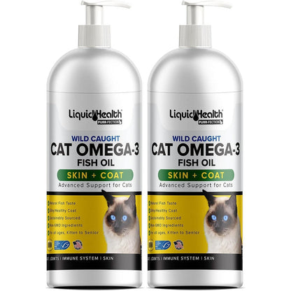 Liquid Health Pets Purr-Fection Omega 3 Fish Oil for Cats front packaging showing premium feline health benefits