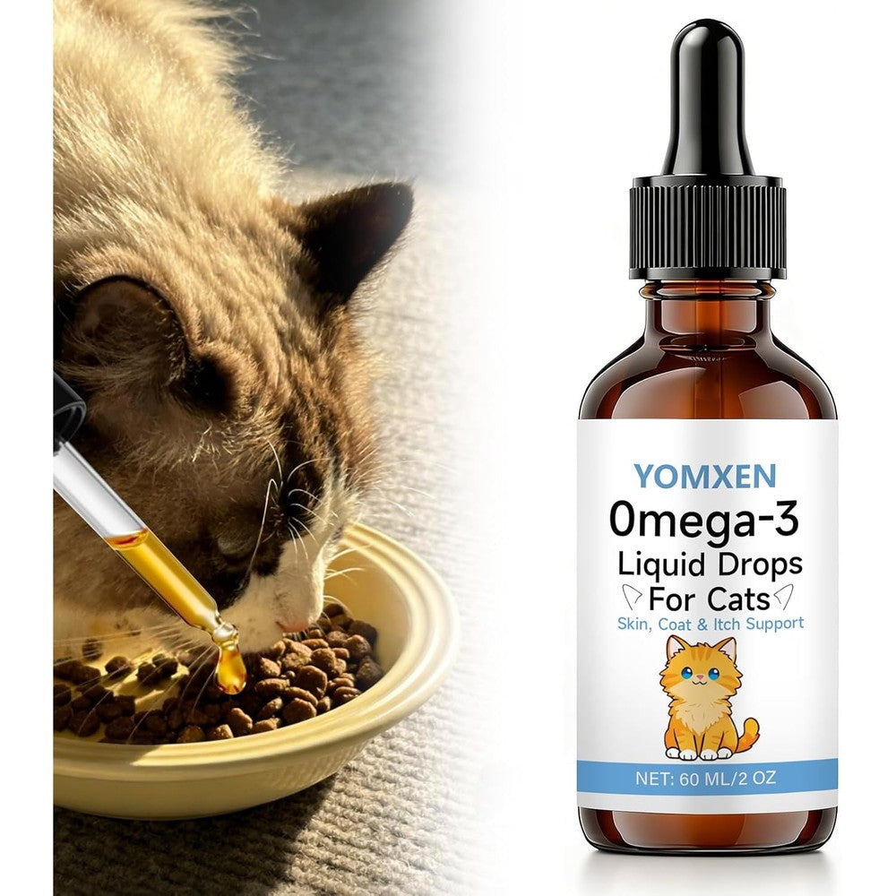 Anefose Omega-3 Liquid Drops for Cats front view of the 60ml bottle for healthy feline skin