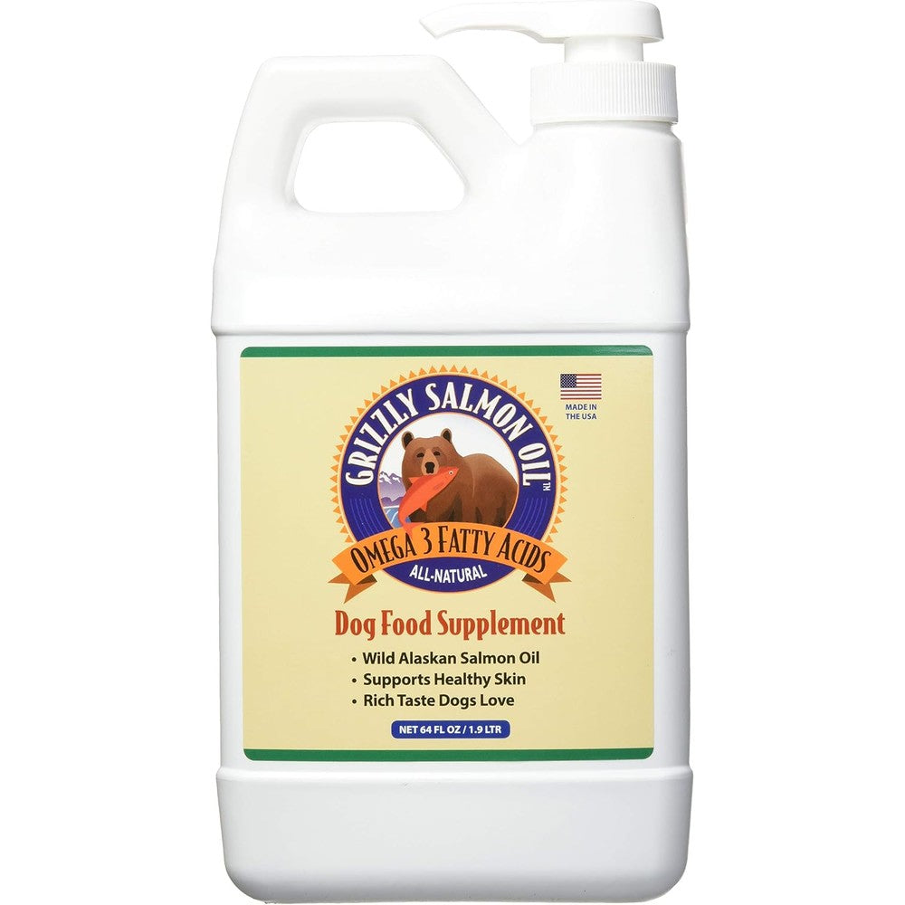 Grizzly Salmon Plus Omega Fatty Acids Food Supplement sixty-four fluid ounce bottle front view