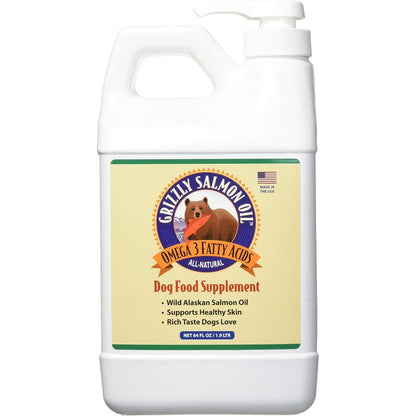 Grizzly Salmon Plus Omega Fatty Acids Food Supplement sixty-four fluid ounce bottle front view