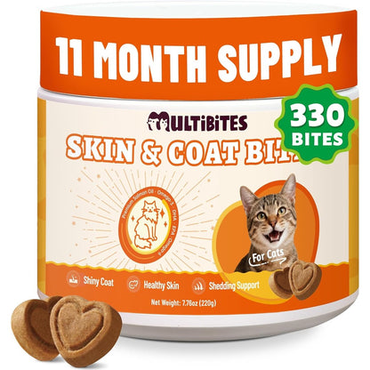 MULTIBITES Skin and Coat Bites for Cats front jar view