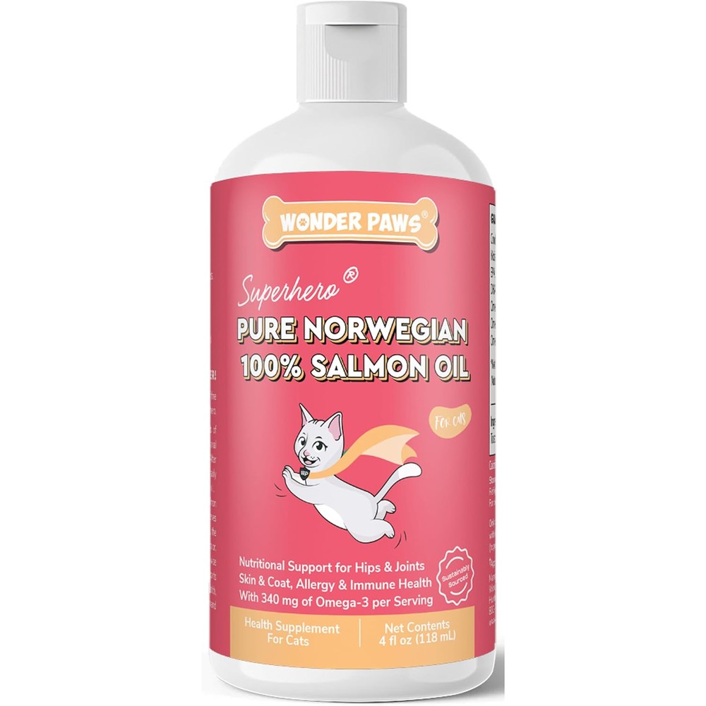 Wonder Paws Premium Salmon Oil for Cats front view bottle