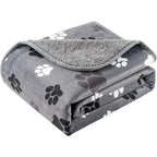 CAPT.SNOOZE Waterproof Dog Blanket Reversible Sherpa Fleece Pet Bed Couch Cover Dark Grey Paws 50 Inches By 60 Inches