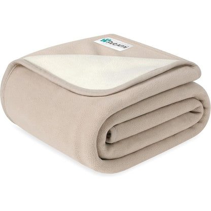 PetAmi Waterproof Dog Blanket Reversible Fleece Pee Proof Pet Throw For Couch Car Bed Crate Liner Taupe Beige Medium 29x40 Inches