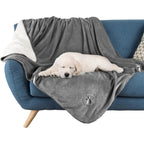 Petmaker Waterproof Pet Blanket Reversible Sherpa Fleece Throw Furniture Protector For Couch Car And Bed Gray 50 By 60 Inches
