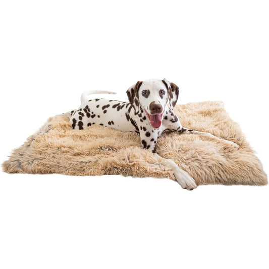 Best Friends by Sheri Calming Shag Dog Blanket Ultra Soft Faux Fur Anxiety Relief Pet Throw In Taupe 30 x 40 Inches