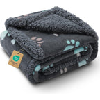 Luciphia Waterproof Pet Blanket For Couch And Bed Reversible Fluffy Sherpa Dog And Cat Urine Proof Cover Grey Paw Small 40 Inches By 28 Inches