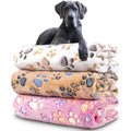 NXDZI Washable Dog Blankets For Medium Large Dogs Soft Coral Velvet Pet Crate Cover Paw Pattern Forty One Inch By Thirty One Inch Three Pack