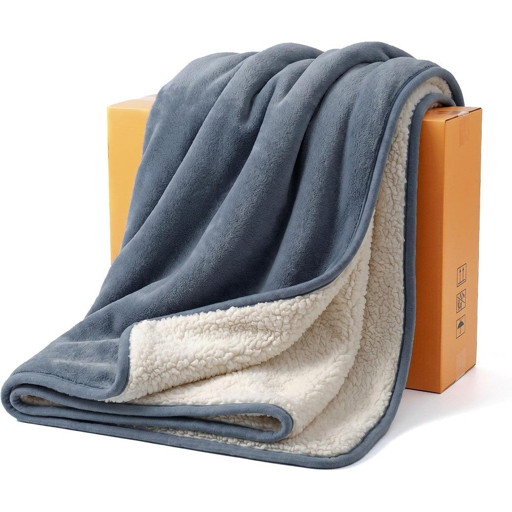 Sunheir Waterproof Dog Blanket For Small Dogs Reversible Sherpa Fleece Leakproof Pet Throw For Couch Protection Grey 25 Inches By 35 Inches