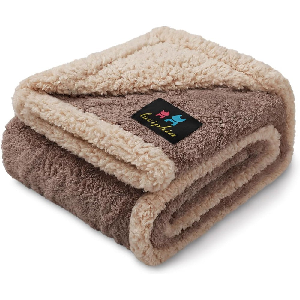 Luciphia Waterproof Pet Blanket Liquid Pee Proof Reversible Sherpa Fleece Furniture Protector Cover For Dogs And Cats Khaki Small 40 Inches X 28 In...
