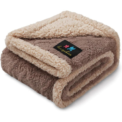 Luciphia Waterproof Pet Blanket Liquid Pee Proof Reversible Sherpa Fleece Furniture Protector Cover For Dogs And Cats Khaki Small 40 Inches X 28 In...