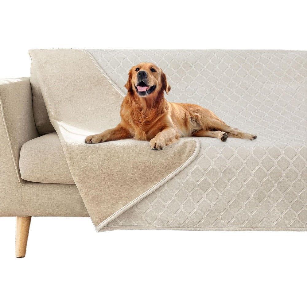 Fuguitex Waterproof Dog Blanket Bed Cover Crystal Velvet Moroccan Fuzzy Cozy Plush Pet Throw Blanket For Couch Sofa Cream And Beige 40 By 60 Inch