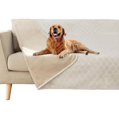 Fuguitex Waterproof Dog Blanket Bed Cover Crystal Velvet Moroccan Fuzzy Cozy Plush Pet Throw Blanket For Couch Sofa Cream And Beige 40 By 60 Inch