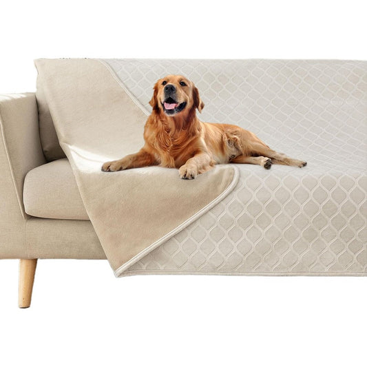 Fuguitex Waterproof Dog Blanket Bed Cover Crystal Velvet Moroccan Fuzzy Cozy Plush Pet Throw Blanket For Couch Sofa Cream And Beige 40 By 60 Inch