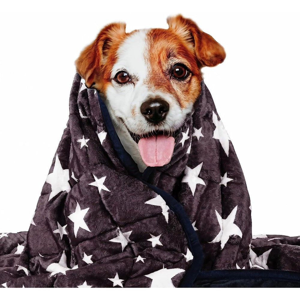 LaSyL Weighted Blanket For Pets Calming Thunder Blanket For Dog Anxiety Premium Minky Fabric Blue Grey Star Small Twenty Four By Thirty Two Inches