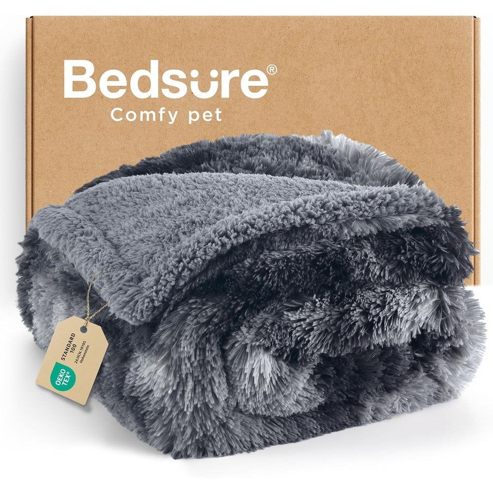 Bedsure Waterproof Dog Blanket For Large Dogs Calming Reversible Faux Fur Pet Throw Couch Protector Extra Large Tie Dye Grey Fifty By Sixty Inches