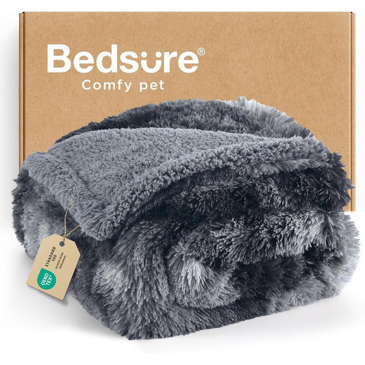 Bedsure Waterproof Dog Blanket For Large Dogs Calming Reversible Faux Fur Pet Throw Couch Protector Extra Large Tie Dye Grey Fifty By Sixty Inches