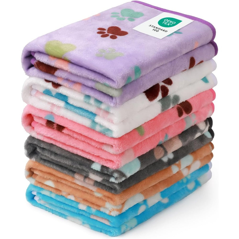 Luciphia 1 Pack 6 Dog Blankets And Cat Soft Fluffy Fleece Pet Blanket Warm Cute Print Design Puppy Kitten Doggy Paw Small 23 Inches By 16 Inches