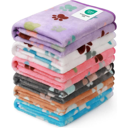 Luciphia 1 Pack 6 Dog Blankets And Cat Soft Fluffy Fleece Pet Blanket Warm Cute Print Design Puppy Kitten Doggy Paw Small 23 Inches By 16 Inches