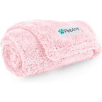 PetAmi Fluffy Waterproof Dog Blanket Reversible Sherpa Pet Throw Furniture Protector Couch Cover Pink Blush 24x32 Inches