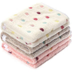 Luciphia Super Soft Fluffy Premium Fleece Pet Blanket Cute Dot Pattern Flannel Throw For Dog Puppy Cat Beige Brown Pink Small 3 Pack