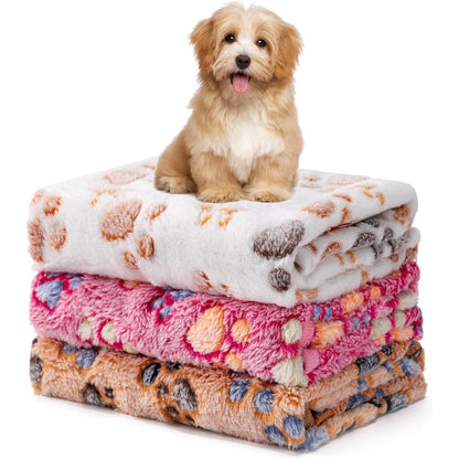 Yintrest Premium Fleece Pet Blanket Flannel Throw For Dog Puppy And Cat Three Pack Small Twenty Three By Sixteen Inch Paw White Pink Brown