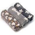 Sorkut Super Soft Fluffy Fleece Puppy Blankets Three Pack Warm Sleep Mat For Small Dogs And Cats Grey Cute Print Small Twenty Three By Fifteen Inches