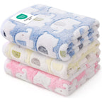 Luciphia Premium Pet Blankets Three Pack Soft Fluffy Elephant Pattern Throws For Dogs Cats Blue Pink Yellow Small Twenty Three By Sixteen Inches
