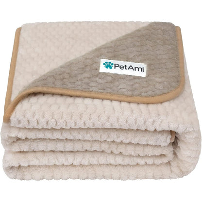 PetAmi Waterproof Dog Blanket Leakproof Extra Large Pet Blanket For Large Dogs Reversible Washable Soft Plush Twin Sixty By Eighty Inches Taupe Beige