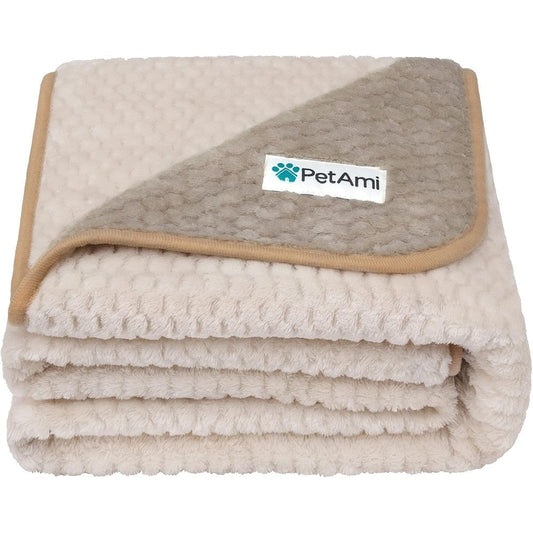 PetAmi Waterproof Dog Blanket Leakproof Extra Large Pet Blanket For Large Dogs Reversible Washable Soft Plush Twin Sixty By Eighty Inches Taupe Beige