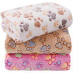 LINENLUX Super Soft Fluffy Premium Fleece Dog Blankets For Puppies And Cats Flannel Throw Warm Sleep Paw Print Three Pieces 23x16 Inches