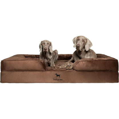 NOAH & PAW Giant Dog Bed XXL, 55x45x11 Inch, Orthopedic Dog Beds, Eggshell Memory Foam Infused with Cooling Gel, Inner Cover, Water Resistant, Machine Washable (Velvet Sofa Collection)