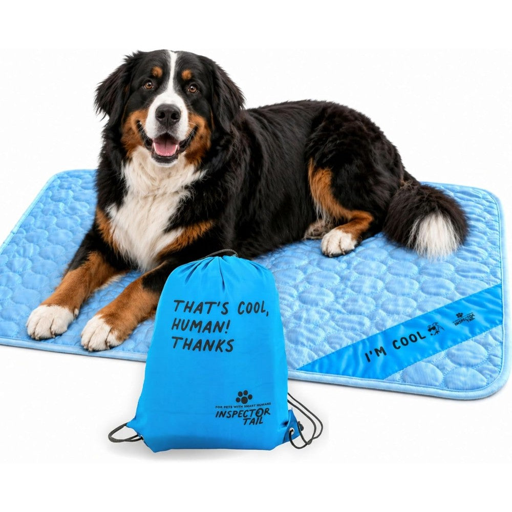 INSPECTOR TAIL Dog Cooling Mat - No Freeze Needed, Self-Cooling Pad for Extra Large Dogs, Washable Portable for Crate Kennel Car Sofa Bed Floor, Indoor Outdoor Summer Use, 47"x31" with Carry Bag