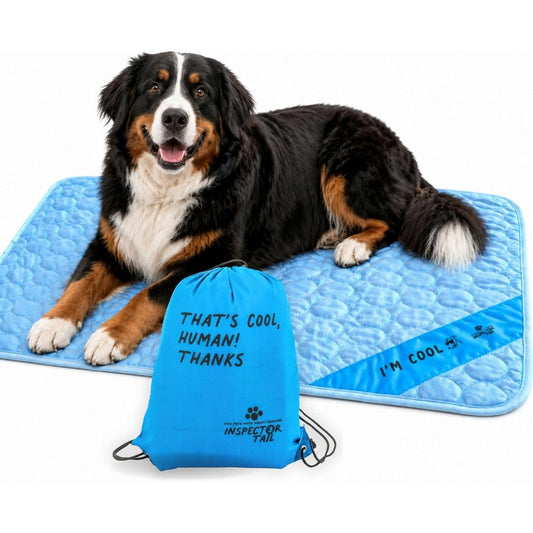 INSPECTOR TAIL Dog Cooling Mat - No Freeze Needed, Self-Cooling Pad for Extra Large Dogs, Washable Portable for Crate Kennel Car Sofa Bed Floor, Indoor Outdoor Summer Use, 47"x31" with Carry Bag