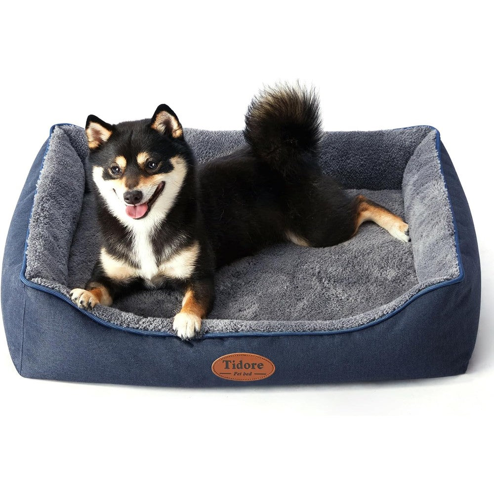 Tidore Orthopedic Dog Bed Medium Size Dog, Durable Egg Crate Foam Sofa Dog Bed with Washable Removable Cover, Waterproof Lining, Pet Beds for Medium Dogs, Navy