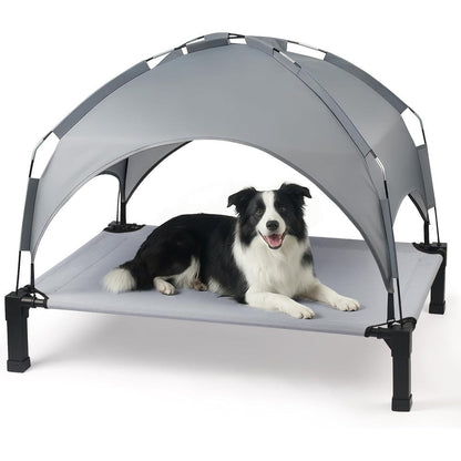 Heeyoo Elevated Dog Bed with Removable Canopy, Portable Dog Cot with Sun Protection Shade Tent, Raised Pet Cooling Cot Bed for Dogs, 42in