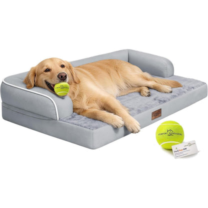 Comfort Expression Extra Large Dog Bed Orthopedic - XL Washable Pet Bed for Big Dog Waterproof Pet Couch Memory Foam Sofa Bolster with Removable Cover - 42 x 30
