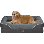 Chez Paw Large Orthopedic Dog Bed for Extra Large Dogs, Waterproof XL Egg-Crate Foam Dog Bed with Removable Washable Cover & Non-Slip Bottom, 4-Sided Bolster Support,Grey 42"x30"x7.5"