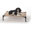 K&H Outdoor Elevated Dog Bed - Cooling Raised Dog Bed for Small & Medium Pets, Breathable Mesh Hammock Design, Indoor/Outdoor Washable Cover, Portable Metal Frame, Tan, Medium 32x25in