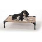 K&H Outdoor Elevated Dog Bed - Cooling Raised Dog Bed for Small & Medium Pets, Breathable Mesh Hammock Design, Indoor/Outdoor Washable Cover, Portable Metal Frame, Tan, Medium 32x25in