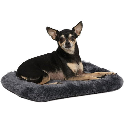 MidWest Homes for Pets QuietTime XXS Dog Bed - Gray Faux Fur Bolster, Ultra-Soft and Machine Washable, Fits 18-Inch Crates and Carriers, for Small Dogs and Cats