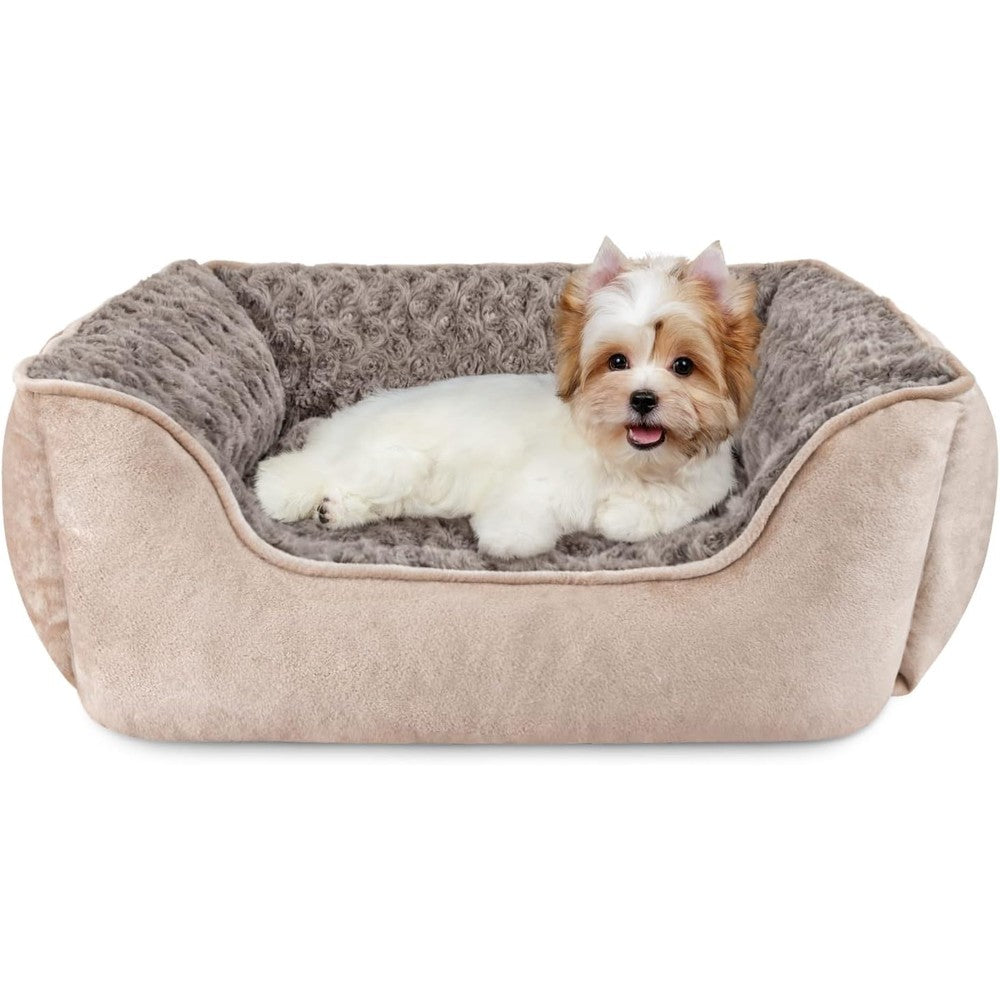 JOEJOY Rectangle Dog Bed for Large Medium Small Dogs - Washable Orthopedic Sofa Bed, Soft Breathable Puppy & Pet Cuddler, Durable Calming Dog Bed with Anti-Slip Bottom, Multiple Sizes, Beige