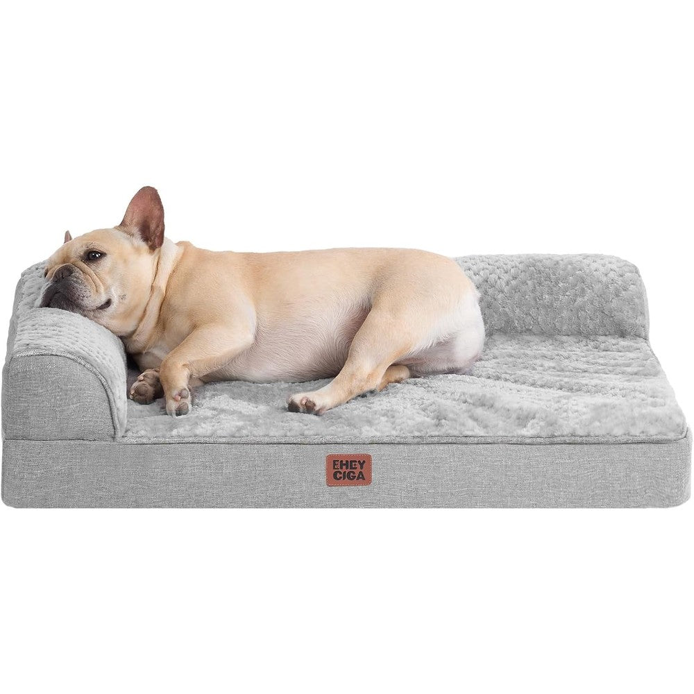 EHEYCIGA Orthopedic Dog Bed Medium Size Dogs, Memory Foam Dog Bed with Washable Removable Cover, Waterproof Pet Sofa Couch for Crate with Nonskid Bottom, 30x20x6, Grey
